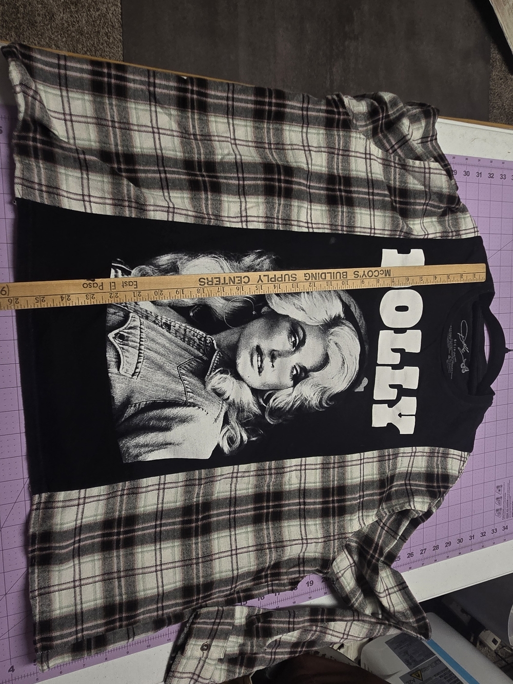 Dolly Parton One-of-a-Kind Upcycled Flannel Sleeve Shirt - Picture 4 of 14